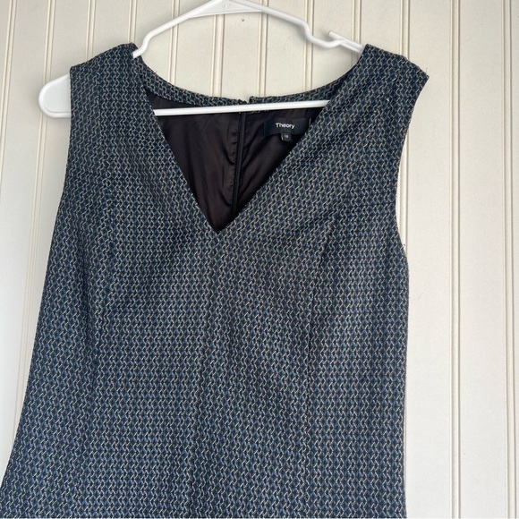 Theory Size 10 Easy v Shift Dress In Multi Shadow Jacquard - Picture 3 of 6